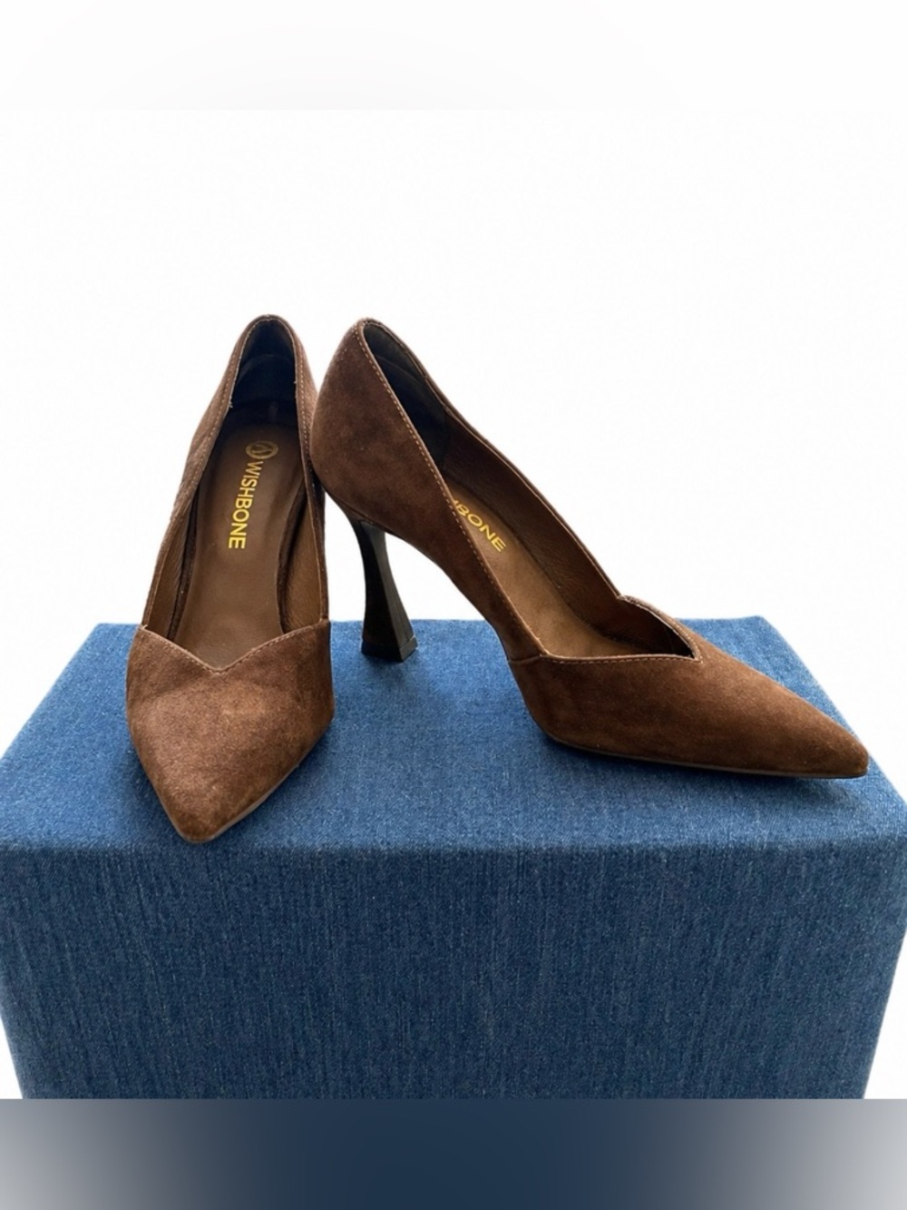 Wishbone Brown Suede Pointed Toe High Heels